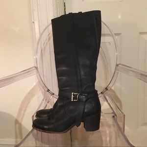Malorie Black Leather Knotted Tall Riding Boot